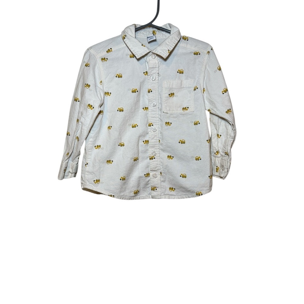 Old Navy Toddler Boy Printed Oxford Long Sleeve Excavator Print Size 3T
